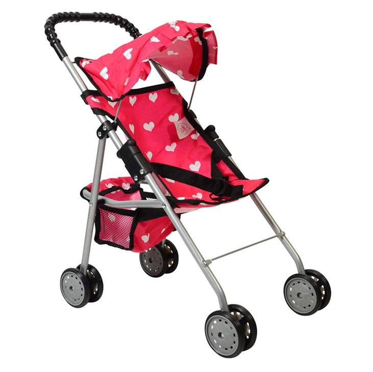 My First Folding Baby Doll Stroller: Pink Hearts