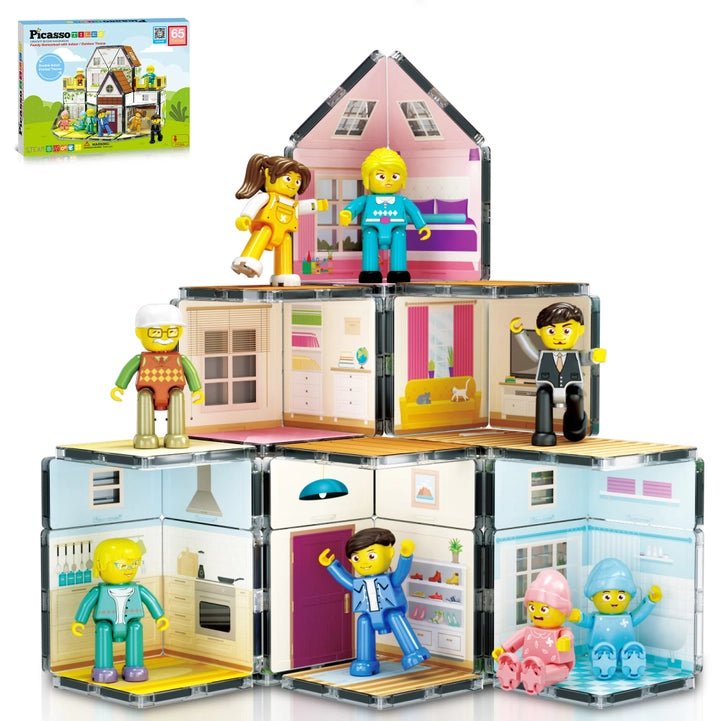 Family Homestead Doll House Double Sided Magnet Tile Playset - Blickenstaffs Toy Store