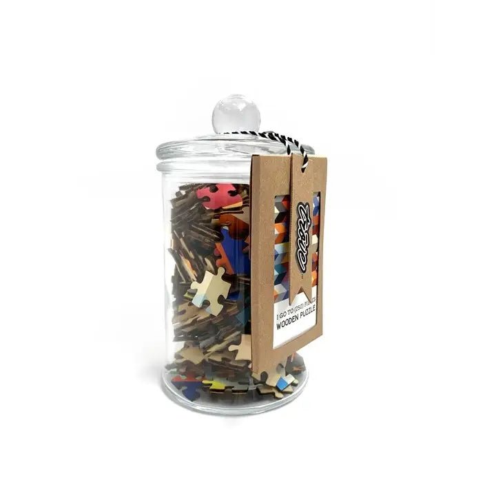 Wooden Puzzle: Herringbone Repeat in Glass Jar - Blickenstaffs Toy Store