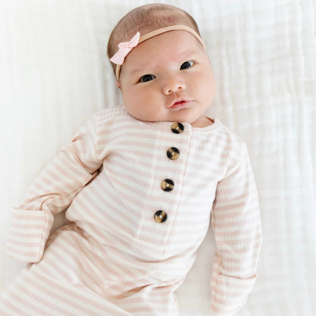 Harper Ribbed Knotted Gown: Newborn