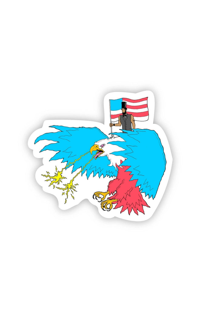 Abraham Lincoln Riding Eagle with Lasers Sticker - Neon - Blickenstaffs Toy Store