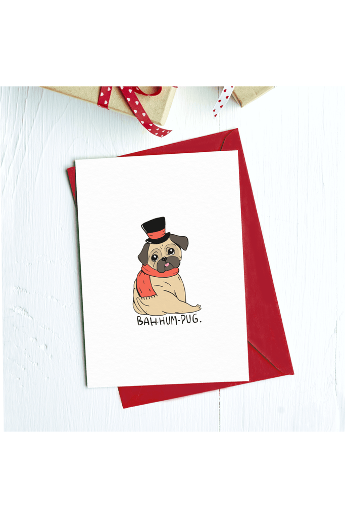 Bah Hum Pug Greeting Card - Blickenstaffs Toy Store