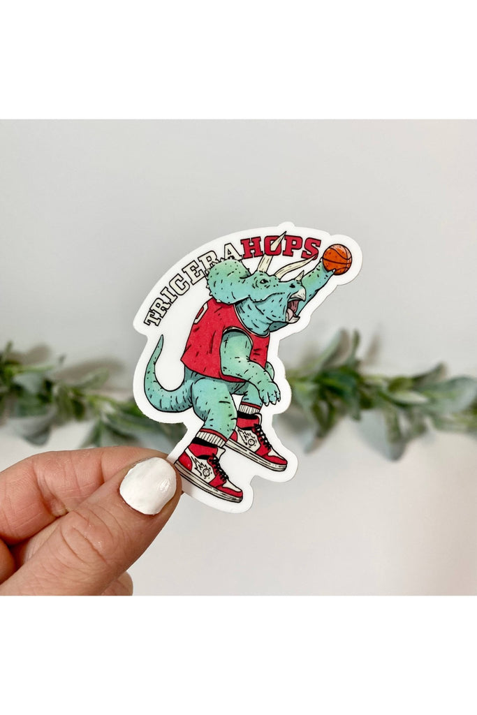 Basketball Triceratops Dinosaur Sticker - Blickenstaffs Toy Store