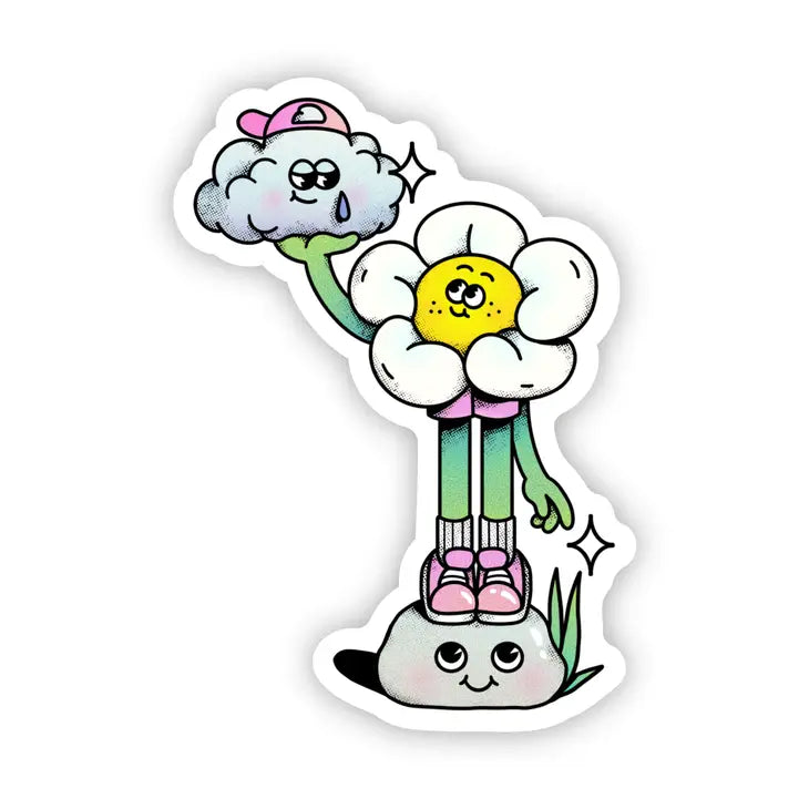 Daisy Flower Holding Rain Cloud Sticker