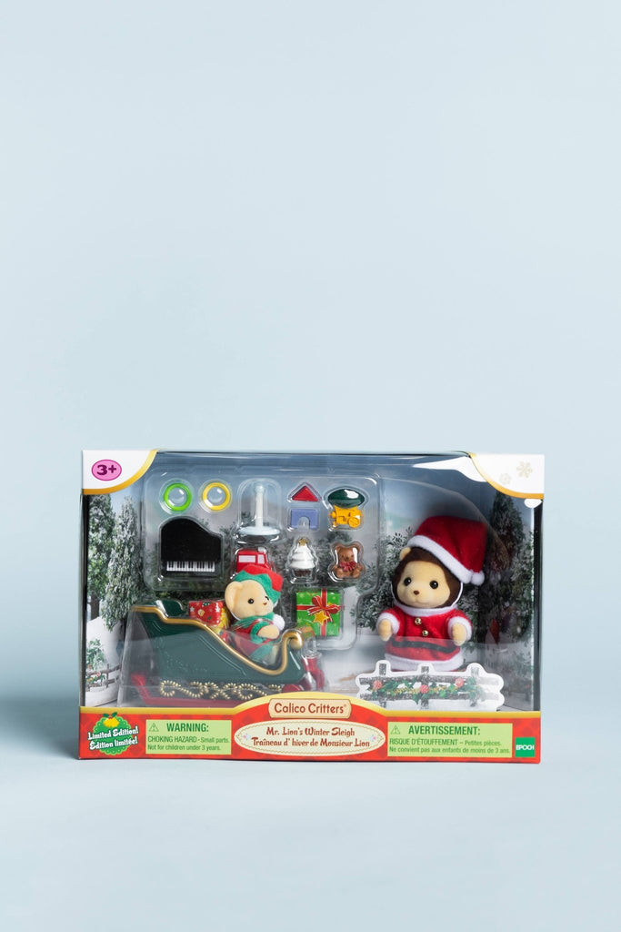 Calico Critters Set: Mr. Lion's Winter Sleigh - Blickenstaffs Toy Store