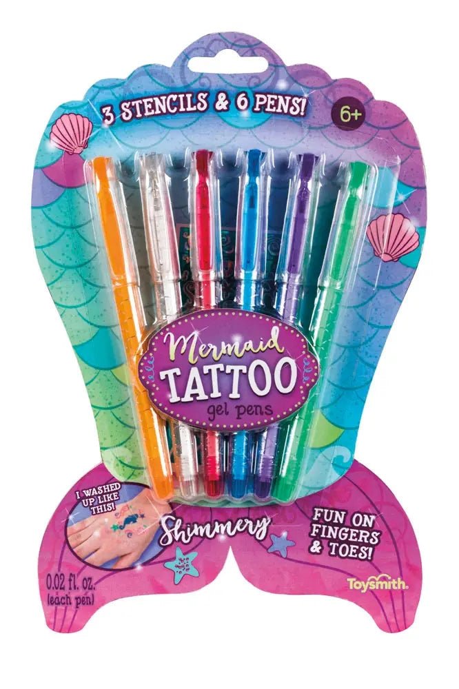 Mermaid Tattoo Gel Pens, Set of 6 - Blickenstaffs Toy Store