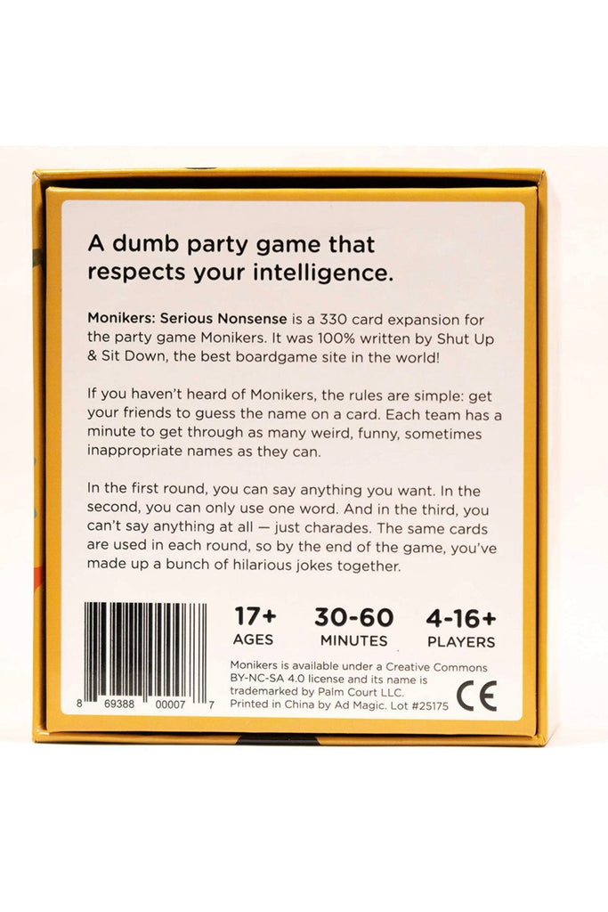 Monikers: Serious Nonsense with Shut Up & Sit Down - Blickenstaffs Toy Store