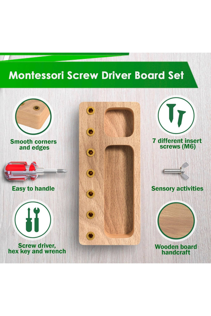 Montessori Toy for Kids - Wooden Screw Driver Board - Blickenstaffs Toy Store