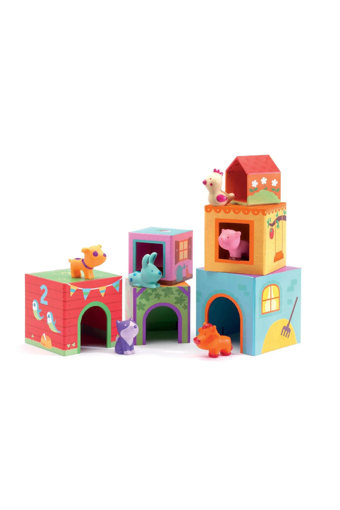 Topanifarm Nest and Stack Blocks + Animals - Blickenstaffs Toy Store
