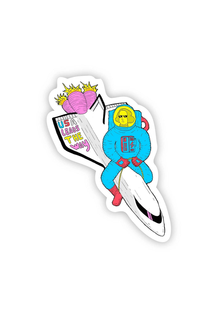 USA Leads the Way George Washington Rocketship Space Sticker - Blickenstaffs Toy Store