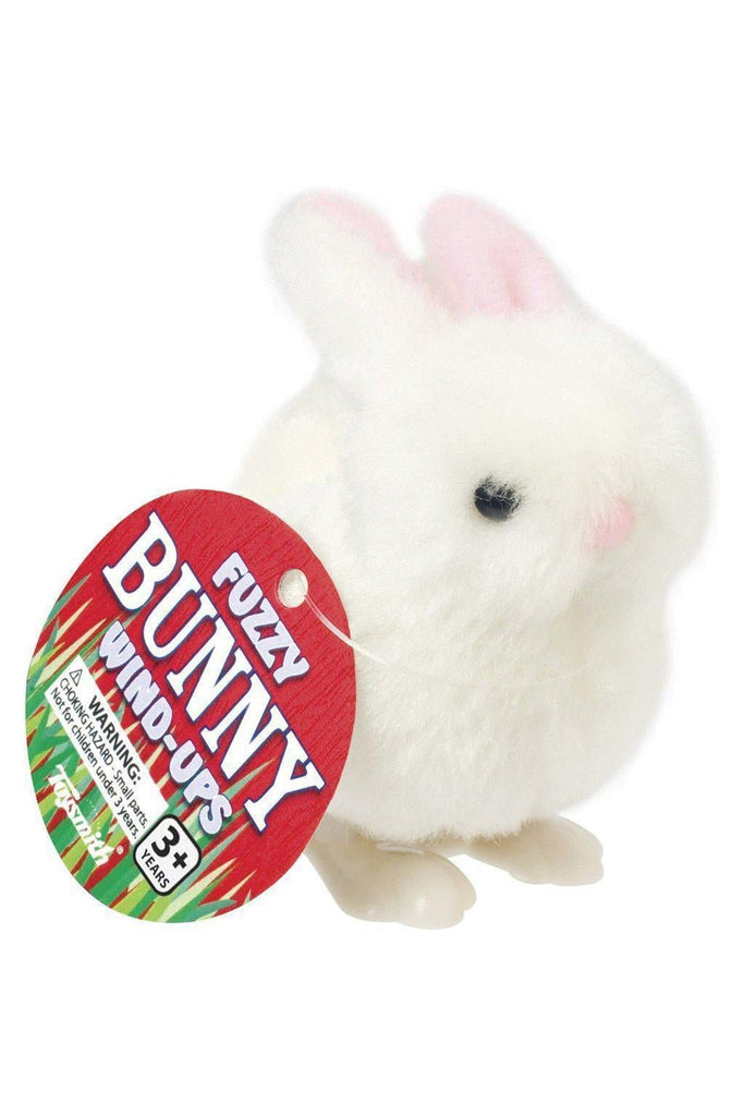 White Fuzzy Bunny Wind Ups - Blickenstaffs Toy Store